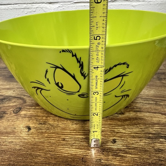 Dr. Seuss The Grinch Bowl Large Lime Green 10" Bioworld Christmas Snack Popcorn - Picture 3 of 5
